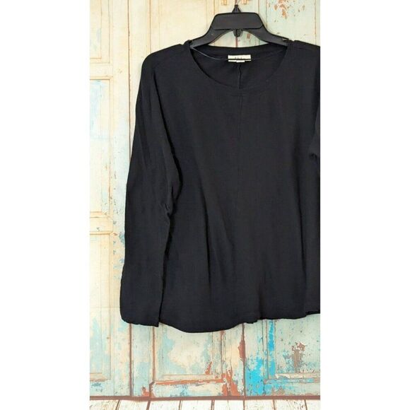 Style & Co Womens M Black T-Shirt Solid Long Sleeve Round Neck Pullover Regular - Picture 6 of 9